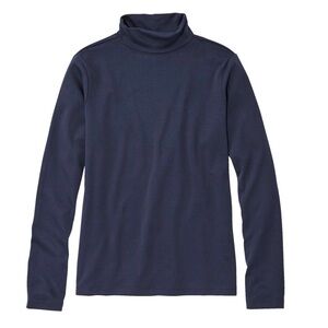 Women’s LL Bean Lima 3/4 Sleeve Navy Turtleneck Cotton Shirt